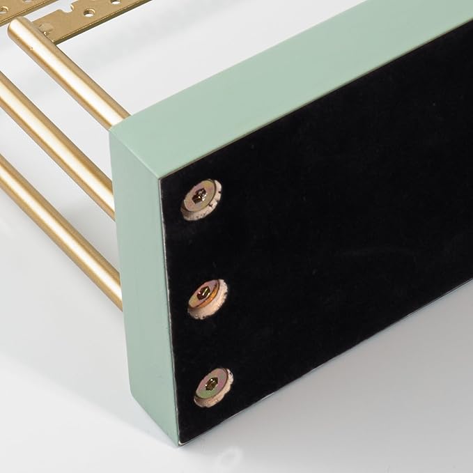 SANY DAYO HOME 3-Tier Earring Holder Organizer Stand, 105 Holes Gold Metal Earring Rack Jewelry Display Tree with Sage Green Wood Tray for Women and Girls
