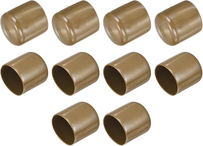 uxcell 10pcs Rubber End Caps 39mm(1 1/2") ID Vinyl Round End Cap Cover Screw Thread Protectors Light Brown