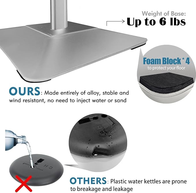 Sign Stand for Display, 11lbs Integrated Rod Heavy Duty Pedestal Floor Signage Stand Holder, for Outdoor or Indoor Advertising (8.5 x 11, Silver, 3Pack)