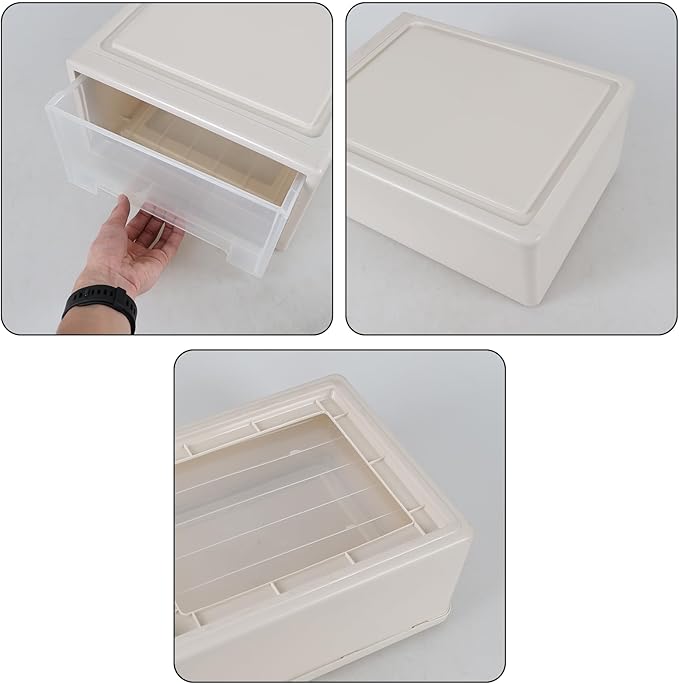 18 Quart Plastic Compact Stacking Storage Drawers, Stackable Plastic Drawers Organizer, 3 Packs