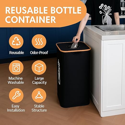 100L Large-Capacity Recycling Bin with Removable Bag–Ideal for Sorting and Storing Bottles and Glass Waste. Sturdy, Durable, and Perfect for Efficient Recycling Management.