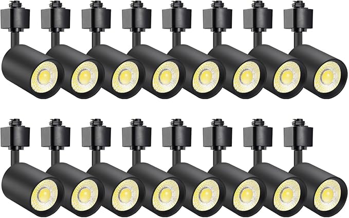 VANoopee 16-Pack 10W Dimmable LED Track Lighting Heads H Type Track Light Replacement Fixtures Bright 3000K Warm White Ceiling Spotlight for Accent Task Art, Flicker Free CRI90+ 24° 800lm Black