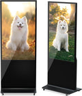 HLEC 55'' Indoor Floor-Standing Digital Signage Interactive Display, 4K NonTouch-Screen Advertising Display LCD Kiosk, Commercial Android Smart System, CMS Software, HDMI/USB Input＆Out/WiFi(4+64G)