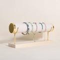 GemeShou Velvet Bangle storage oragenizer for selling,Beige bracelet storage rack for boutique store, Velvet wrap watch holder with wooden base for women girls【Bracelet holder-one tier】