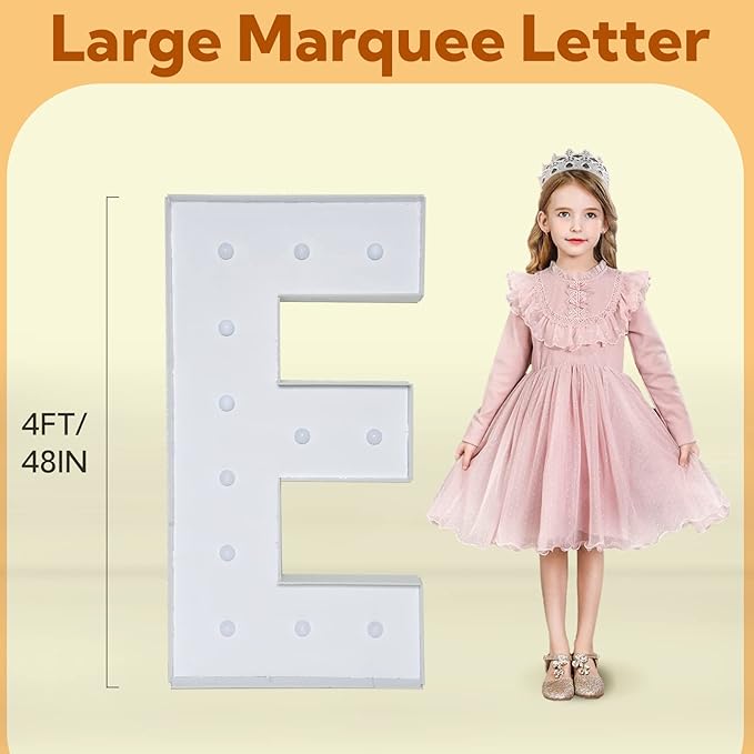 imprsv Light Up Letters, 4FT Marquee Letters for Birthday Wedding Engagement Party Decor, Large Marquee E for Party Decoration Arch Kit Decorations
