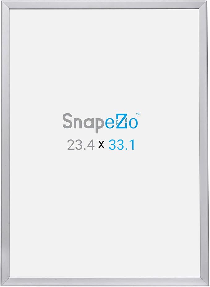 SnapeZo 23.4 x 33.1 Silver Poster Frame, Front-Loading, Wall Mount, Aluminum 1.25" Profile, Professional Series