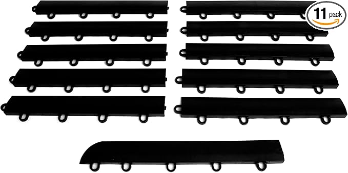 Big Floors Female Transition Edge Kit, Durable Interlocking Modular Garage Floor Edging, Compatible with RaceDeck, GarageTrac and GarageDeck Products, (11 Piece), Black
