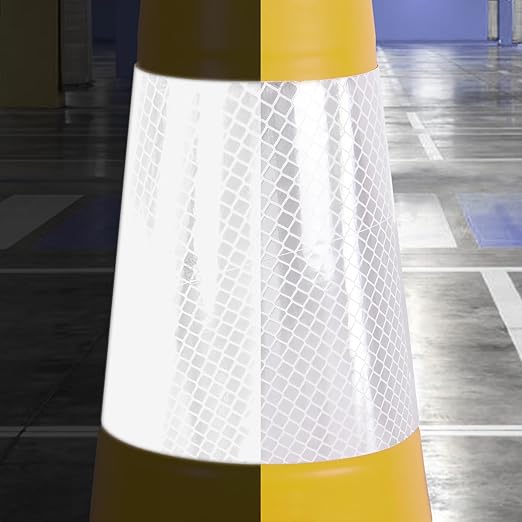 6 Pack 28" Large PVC Traffic Cones with Heavy-Duty Black Base, Garage Parking Lot Cones Structurally Stable Weatherproof Road Construction Safety Cones (6, Yellow, 28" Large)