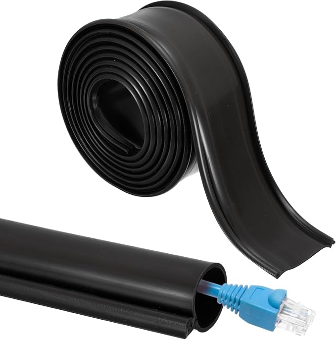 MECCANIXITY 10ft Cable Management Sleeve, 1 Inch ID Flexible Cord Wires Hider Cover Insulation Snap-fit Protector for Substation, High-Voltage Electrical Networks, Black