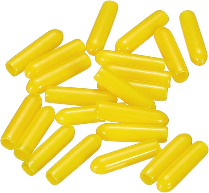 uxcell 20pcs Rubber End Caps 3mm(1/8") ID Vinyl PVC Round Tube Bolt Cap Cover Screw Thread Protectors Yellow