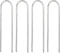 12" Trampoline Stake Anchors high Wind u Stakes for Ground Anchor Heavy Duty Stakes Trampoline Anchors Accessories (Silver-4PCS)