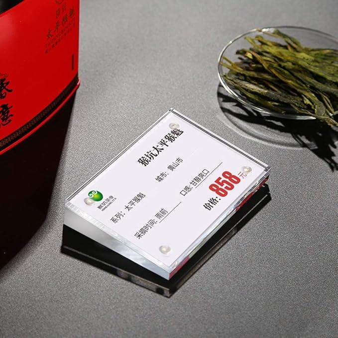 Acrylic Label Holder Price Tag Displays Sign Holder Data Card Holder Table Top Sign Stand (100*70mm/3.94x2.76 inches)