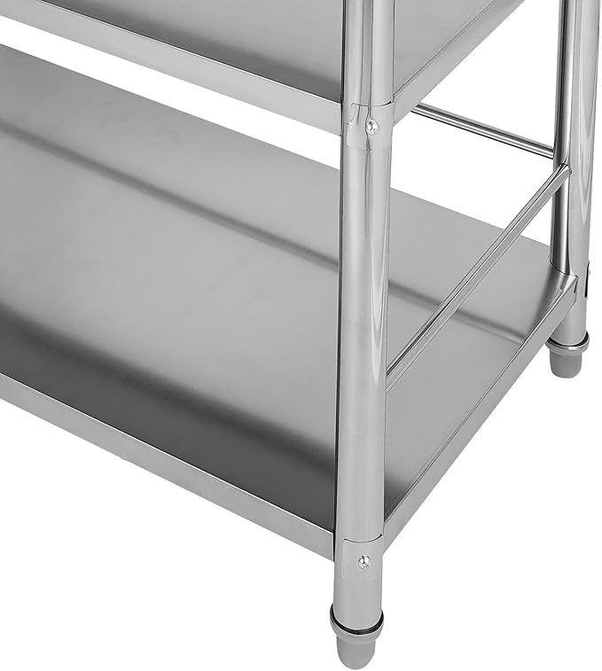 Stainless Steel Shelving, 31.5"x15.8" 4 Tier Adjustable Shelf Storage Organizer, 200lbs/Layer Heavy Duty Commercial Office Garage Storage Unit, Standing Shelf Shelving for Store & Display Good