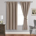 JIUZHEN Blackout Curtains for Bedroom - Thermal Insulated Room Darkening Rod Pocket Curtains for Living Room, Set of 2 Panels with Tiebacks, 38 x 72 Inch Length, Camel