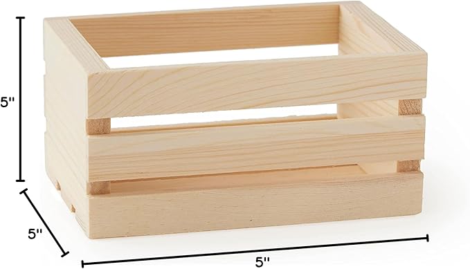 Make Market 5" Wooden Crate - Unfinished Wood Crate for Storage, Decorative Display, Arts & Crafts, Made of 100% Cedar - Bulk 24 Pack
