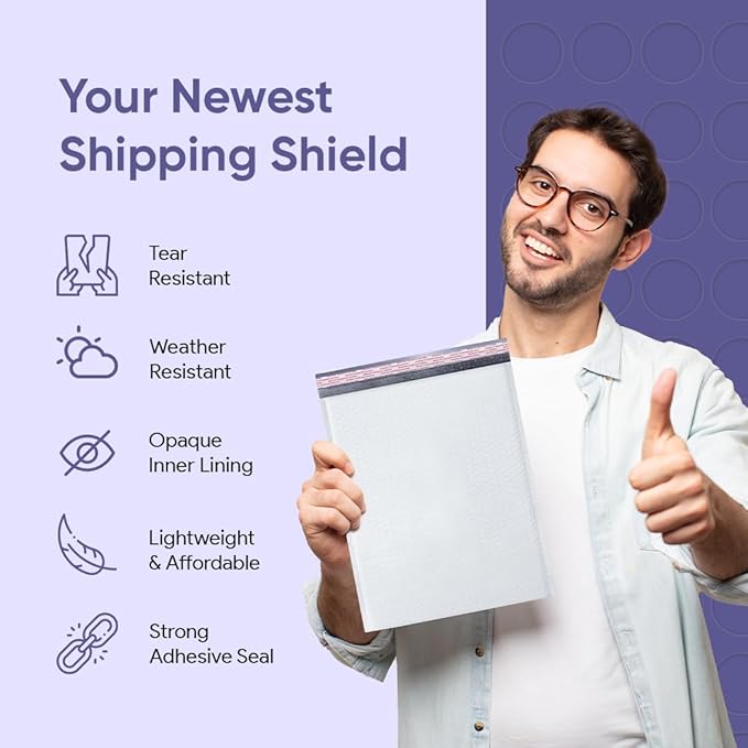 White Small Poly Bubble Mailers 5x10 inch #00 | Self Seal Padded Envelopes | Cushioned Bubble Mailer | Usable Size 5x9 | WaterProof Package | Lightweight mailing Shipping Bags | 250 Pack Bulk |