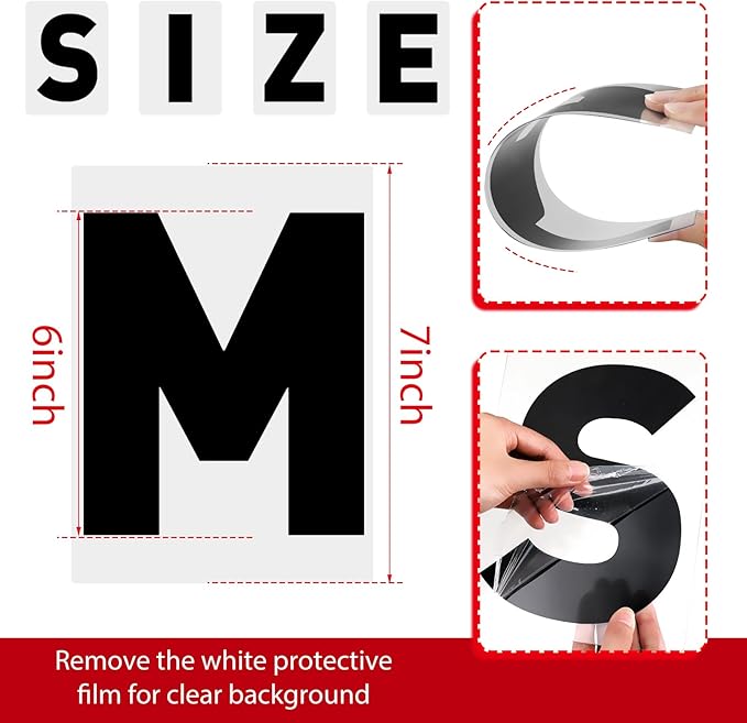 Leinuosen 300 Pcs Sign Letter Printed on Marquee Flexible Outdoor Black Portable Sign Board Plastic Changeable Letters and Numbers Punctuation Acrylic Numbers(6'', 7'')