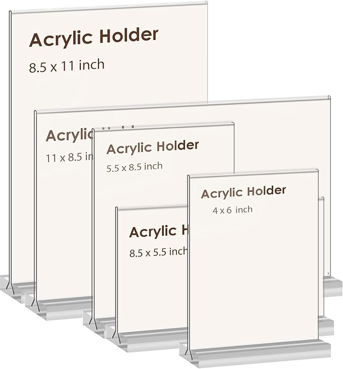 newnewshow 4x6 Inch Clear Acrylic Sign Holder, Display Stand, Plastic Card Holder for Business, Office, Retail (4x6 Inch 24 Pack)