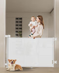 71 inch Retractable Baby Gates 34 inch Tall, Retractable Gate with Reinforced Strip Design to Prevent Crawling Through, 6 FT Retractable Dog Gate for Stairs, Doorways, Hallways, Indoor/Outdoor