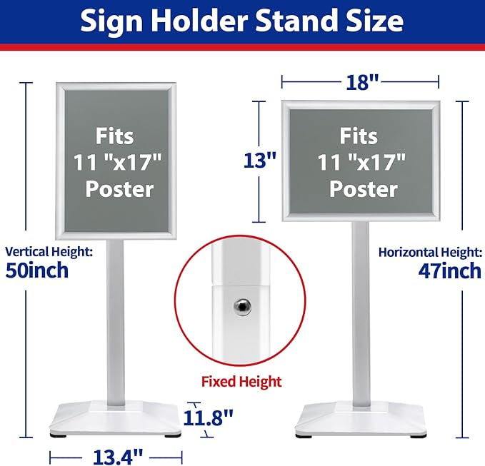 Sign Stand 11x17inch Pedestal Sign Holder Poster Stand 3Packs Adjustable Floor Standing Sign Holder with Heavy Duty Display Stand for Indoor Outdoor Business Store Sign Holders(Silver)