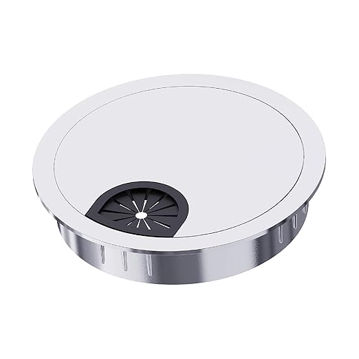 Desk Grommet 2 Inch 50mm, Zinc Alloy Computer Desk Wire Hole Cover, Office Desktop Cord Cable Hole Metal Ring, Bright Silver