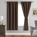 JIUZHEN Blackout Curtains for Bedroom– Thermal Insulated,Noise Reducing Room Darkening Rod Pocket Curtains for Living Room, Set of 2 Panels with Tiebacks, 42 x 63 inch Long, Brown