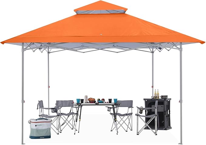 ABCCANOPY Pop Up Canopy - 8x8 Outdoor Patio Portable Canopy Tent with 4 Weight Bags (Orange)