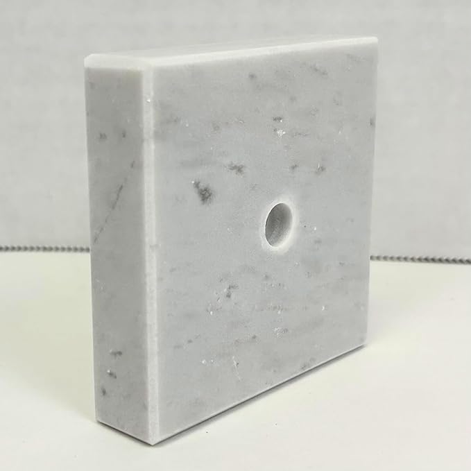 Genuine Marble Trophy Base – Polished Beveled Display Stand with Center Hole, 3/4" Thick, Multiple Sizes for Awards, Crafts & 3D Prints (White Marble, 3x3 inch)