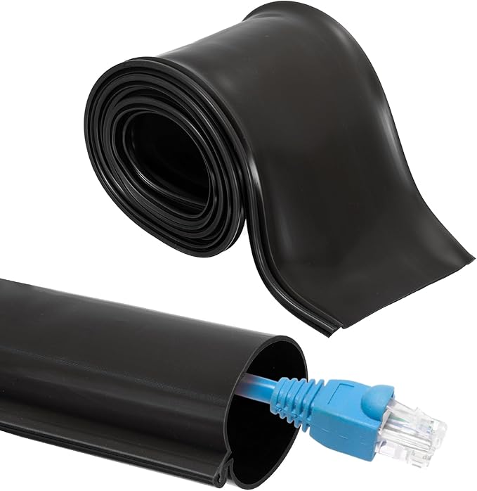 MECCANIXITY 6.6ft Cable Management Sleeve, 2 Inch ID Flexible Cord Wires Hider Cover Insulation Snap-fit Protector for Substation, High-Voltage Electrical Networks, Black