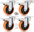 W B D WEIBIDA 4 Inch Swivel Casters with Brake Set of 4 Heavy Duty of 1200 lbs, Safety Dual Locking Plate Castors, No Noise Wheels for Furniture, Workbench and Carts(Nuts & Bolts & 2 Spanners)