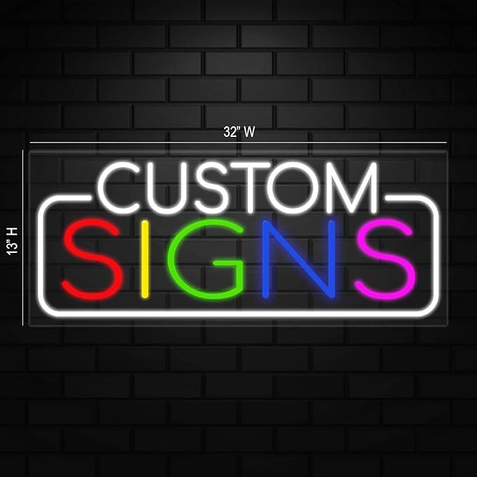 Custom Signs Neon Sign for Retail Displays | Value priced LED Flex Neon | Electronic Light Up LED Sign for Windows/Walls | 32"W x 13"H x 1"D