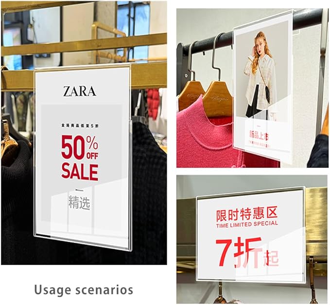 Acrylic Sign Holder Price Tag Displays Sign Holder Ads Display Stand for Retail Store Clothing Price (Horizontal A6 150×100mm /5.91×3.94 inches)