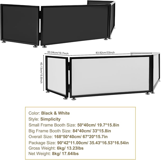 DJ Booth DJ Facade Table Station,67x20x15.7inch Portable Tabletop Event Facade DJ Booth Foldable Cover Screen -Folding Steel Frame Panel Stand with Carry Bag for Bars, Music Festivals, Weddings