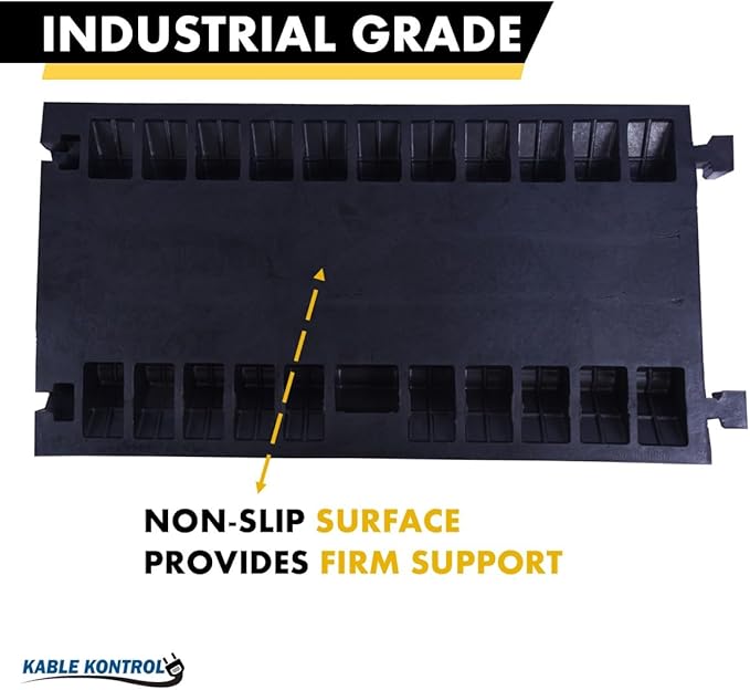 Kable Kontrol Atlas Heavy Duty Cable Protector Ramp - 3 Channel Bulk Wholesale Pallet - 20 Pcs - 36” Long Black & Yellow – 44000 Lbs Capacity - Rubber Speed Bump Wire Protector Cord Cover – CP9986