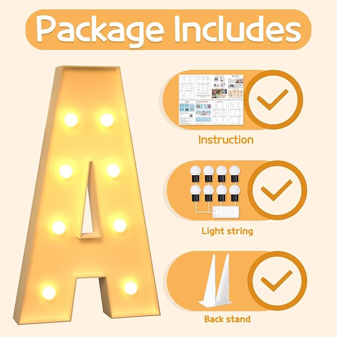 Marquee Letters 3 Feet Tall Large Light Up Letters A Marry Me Engagement Party Decor Yellow Light Birthday Decorations Balloon Arch Kit Foam Sign A