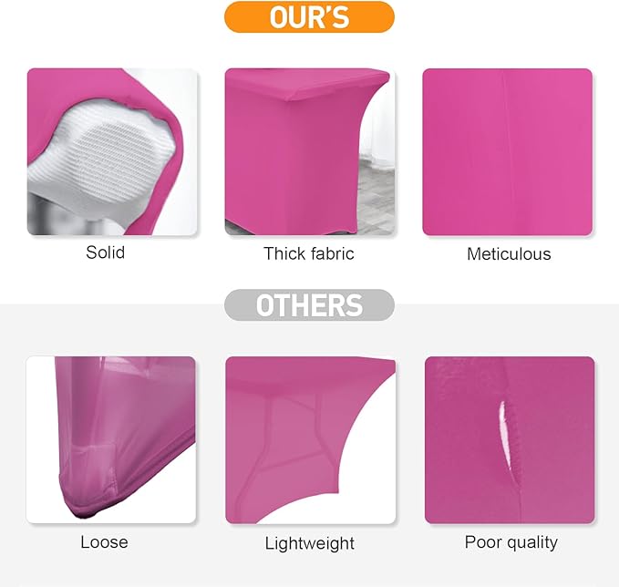 SEPARO 2Pack,6FT Fuchsia Spandex Table Cover Fitted Rectangular Tablecloth Stretchable Tablecloth 6 ft Wrinkle-Free for Party Tradeshows Banquet Weddings Cocktail