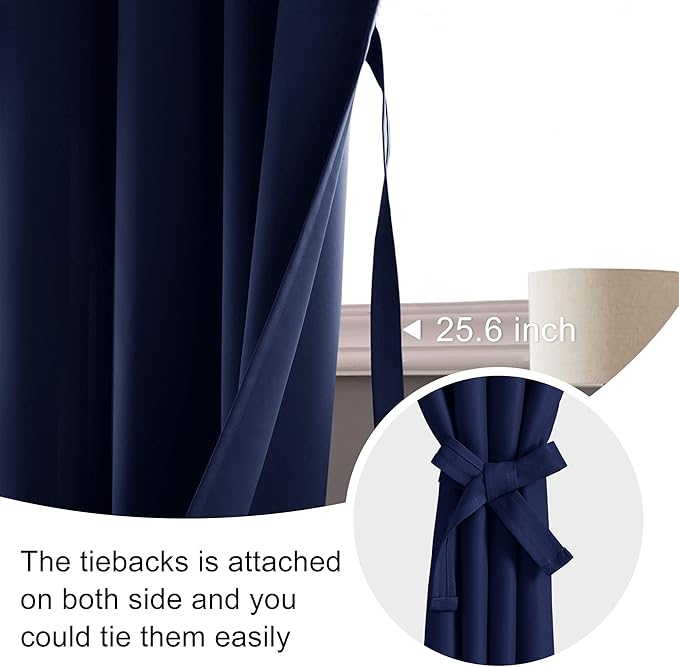 JIUZHEN Blackout Doorway Curtains 80 inch Length - 2 Panels Thermal Insulated Privacy Soundproof Rod Pocket Closet Door Curtains Room Divider for Bedroom,Office, 42 x 80 inches,Navy Blue