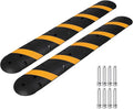 2 Pack 6FT Speed Bumps for Road, Heavy Duty 25,000 Lbs Capacity Traffic Rubber Speed Humps with 2 Channel Floor Cord Cover for Asphalt Concrete Gravel Driveway Road Cable Protector Ramp