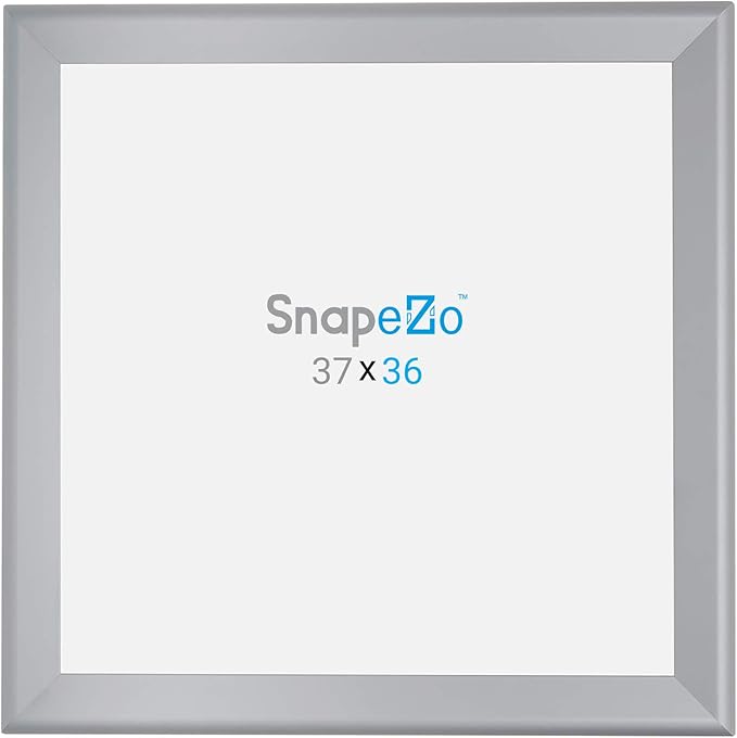 SnapeZo Silver 36x37 Poster Frame, 1.7" Aluminum Profile, Front-Loading Snap Frame, Wall Mounting, Wide Series