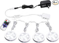 AIBOO Linkable LED Under Cabinet Lights 12V Slim Aluminum Dimmable Puck Lights with RF Remote Control & ETL Listed Power Adapter for Accent Display Lighting (4 Lights,Daylight White)