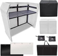 AxcessAbles DJ BOOTH XL 58" wide x 29" deep DJ Facade Table | Portable Extra Wide DJ Table Booth with Black and White Scrims, Carry Cases | Large DJ Controller Stand | Music Mixer Stand