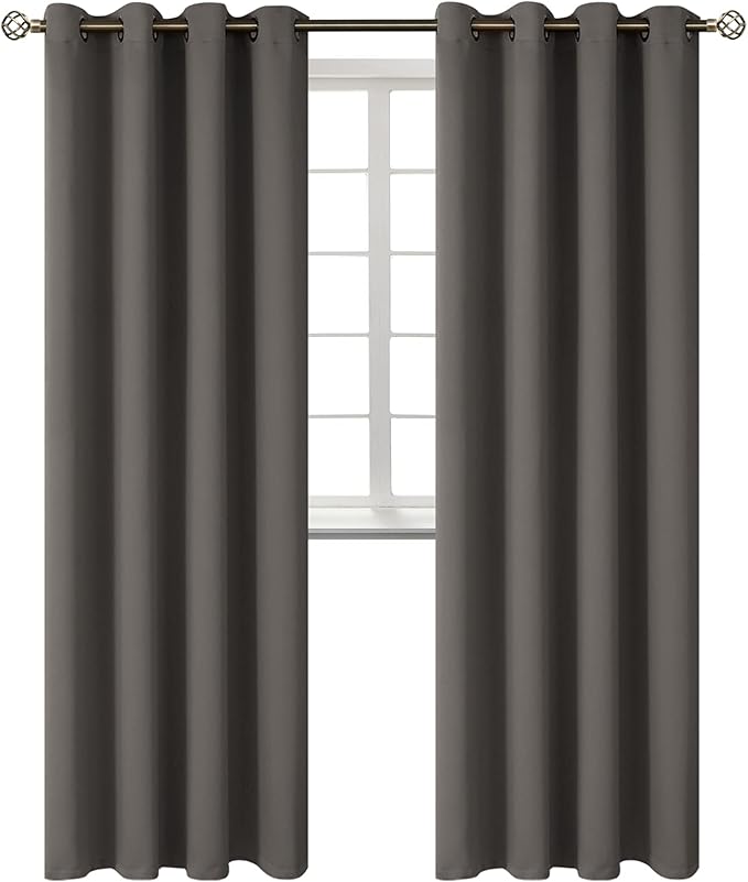 BGment Blackout Curtains for Bedroom - Grommet Thermal Insulated Room Darkening Curtains for Living Room, Set of 2 Panels (52 x 95 Inch, Grey)