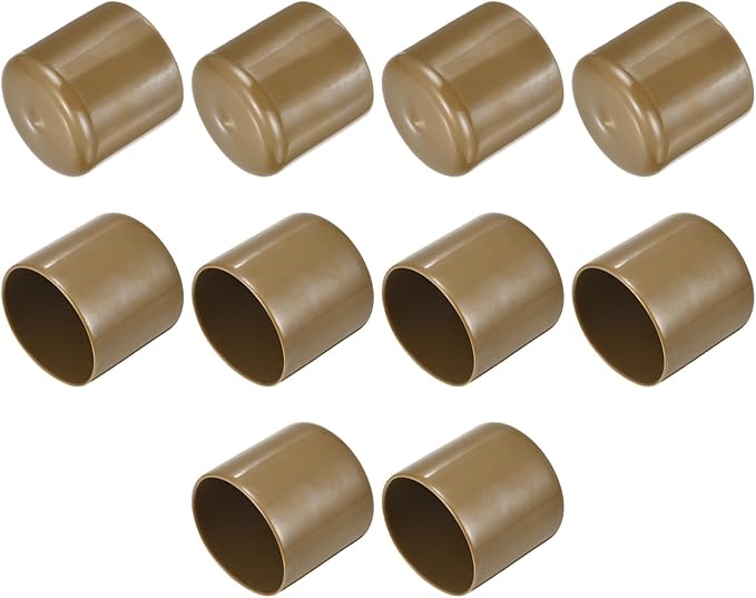 uxcell 10pcs Rubber End Caps 43mm ID Vinyl Round End Cap Cover Screw Thread Protectors Light Brown