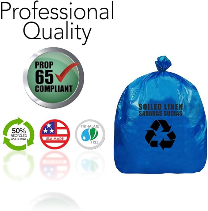 RESILIA Heavy Duty Soiled Linen Bags - Hospital Waste Disposal, Trash Liner, Sanitary Storage, OSHA Approved, Dark Blue, 33 Gallon, 29" W x 43" L, 1 Mil, 0.001 Inch, 1 Case of 200 Bags, Made in USA