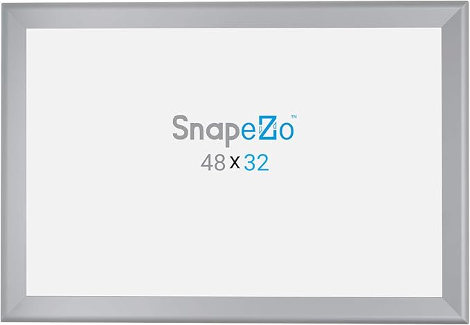 SnapeZo Silver 32x48 Poster Frame, 1.7" Aluminum Profile, Front-Loading Snap Frame, Wall Mounting, Wide Series