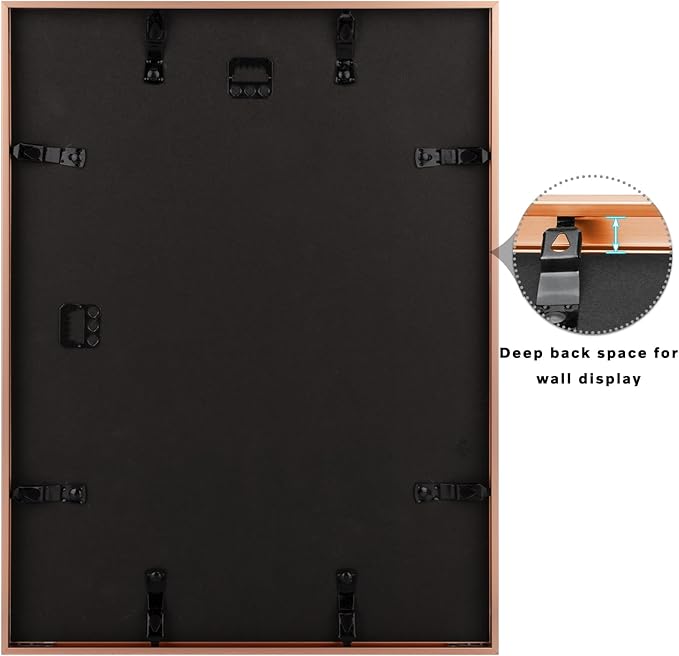 Frametory, 12x16 Metal Picture Frame with Mat for 11x14 Picture & Real Glass, Aluminum Photo Frame Collection (Rose Gold, 1 Pack)