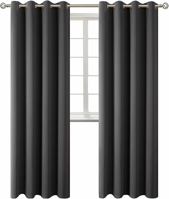BGment Blackout Curtains for Living Room - Grommet Thermal Insulated Room Darkening Curtains for Bedroom, 2 Panels of 52 x 95 Inch, Dark Grey