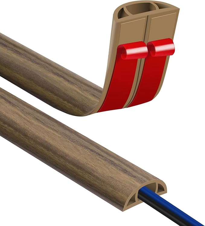 Floor Cord Covers for Wires 20FT Cable Hider Wire Cover Self Adhesive Cord Hider Floor for Offices, Homes, Workshops, Warehouses Cable Cavity 0.39" W x 0.27" H