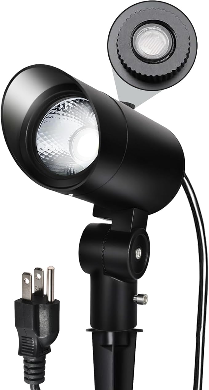 30W Ultra Bright Outdoor Spotlight, 5000K Daylight LED Bullet Light with Dusk to Dawn Photocell Sensor, 120V Plug in Landscape Spot Lights for Flag Pole, Yard, Garden, Tree, Statue (1 Pack)