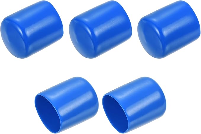 uxcell 5pcs Rubber End Caps 28mm ID Vinyl Round Tube Bolt Cap Cover Screw Thread Protectors Blue